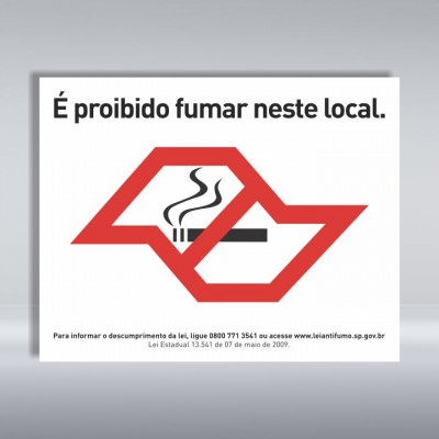 PLACA É PROIBIDO FUMAR NESTE LOCAL | TAMANHO 25x20 cm